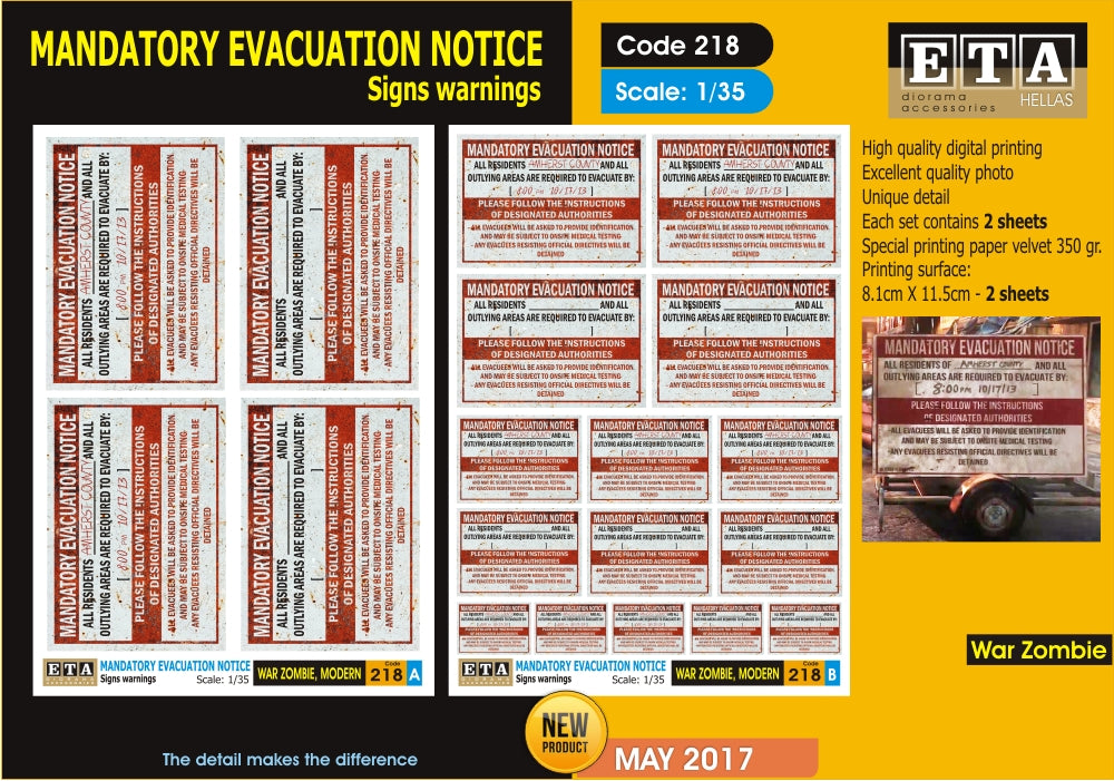 Notice d'évacuation - Diorama 1/35 – ETA n°218
