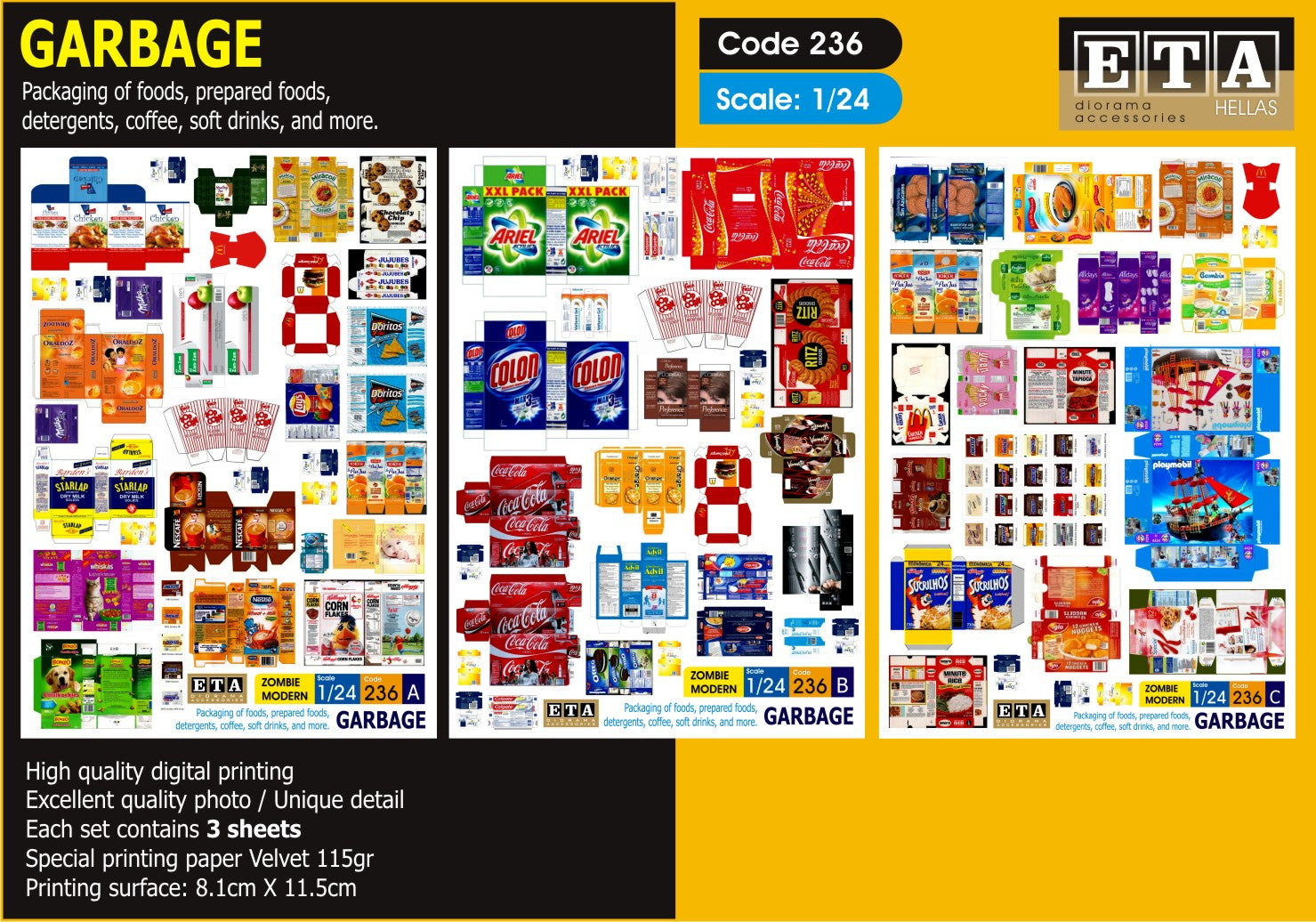 Emballages alimentaires papier – Diorama 1/24 – ETA n°236