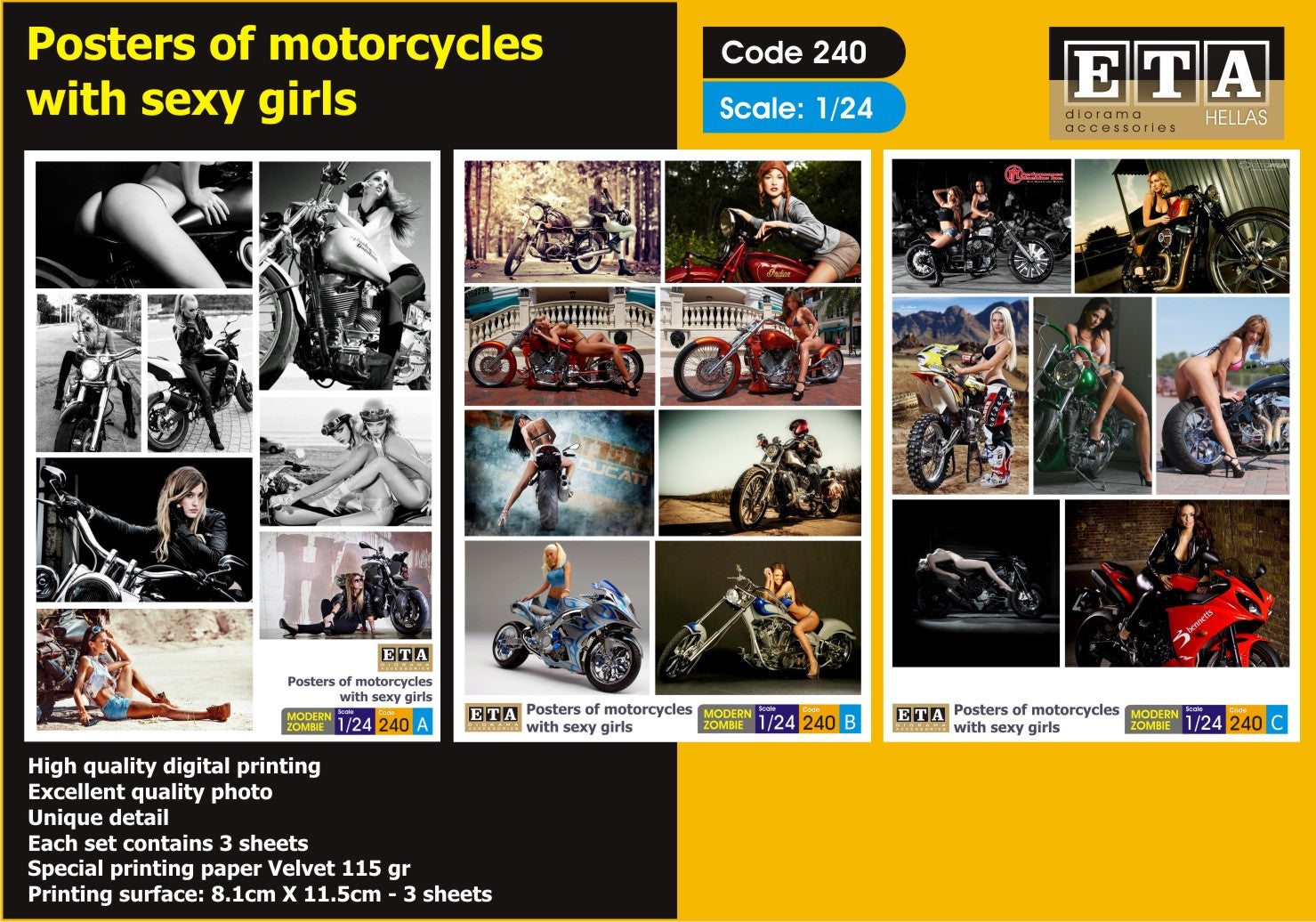Posters Motos & Filles – Diorama 1/24 – ETA n°240