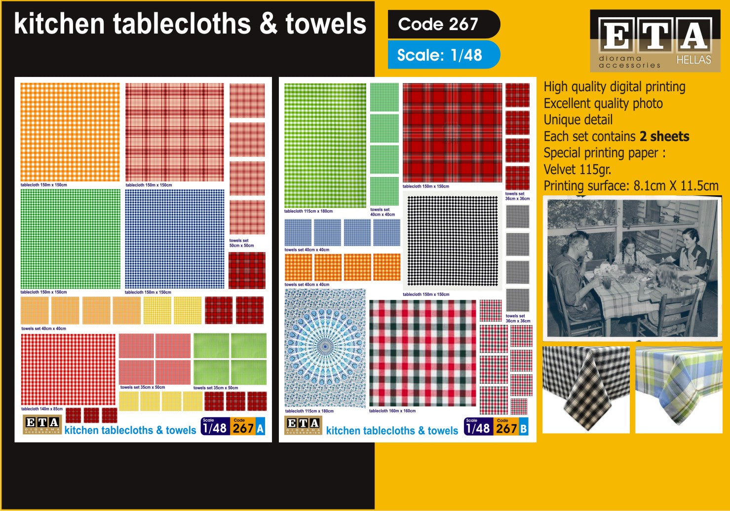 Kitchen Tablecloths & Towels – Diorama 1/48 – ETA n°267