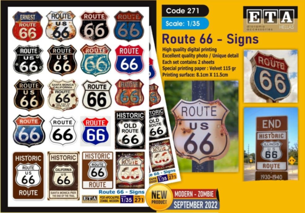 Panneaux Route 66 – Diorama 1/35 – ETA n°271