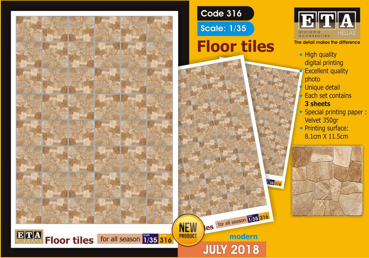 Carrelage papier – Diorama 1/35 – ETA n°316