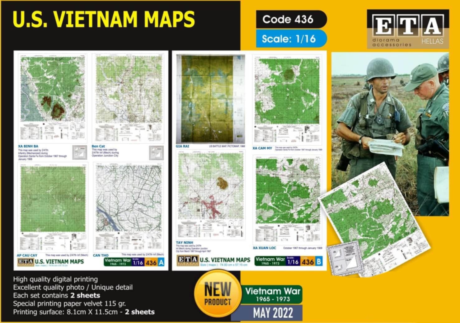 Cartes du Vietnam papier – Diorama 1/16 – ETA n°436