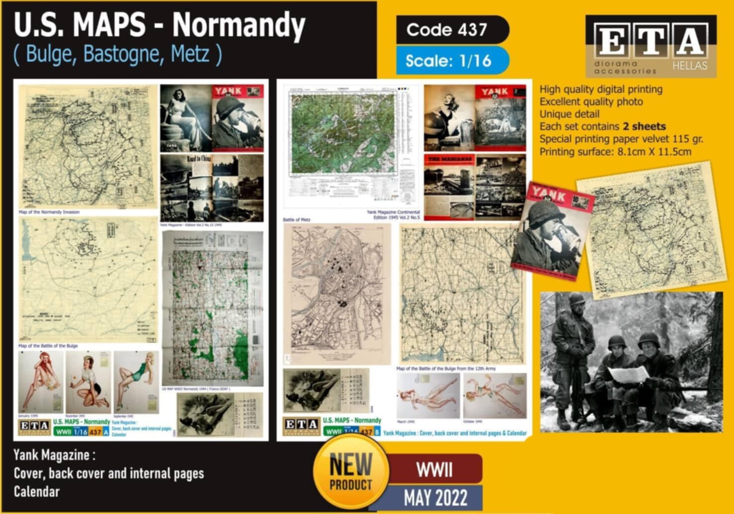 Cartes de la Normandie papier – Diorama 1/16 – ETA n°437