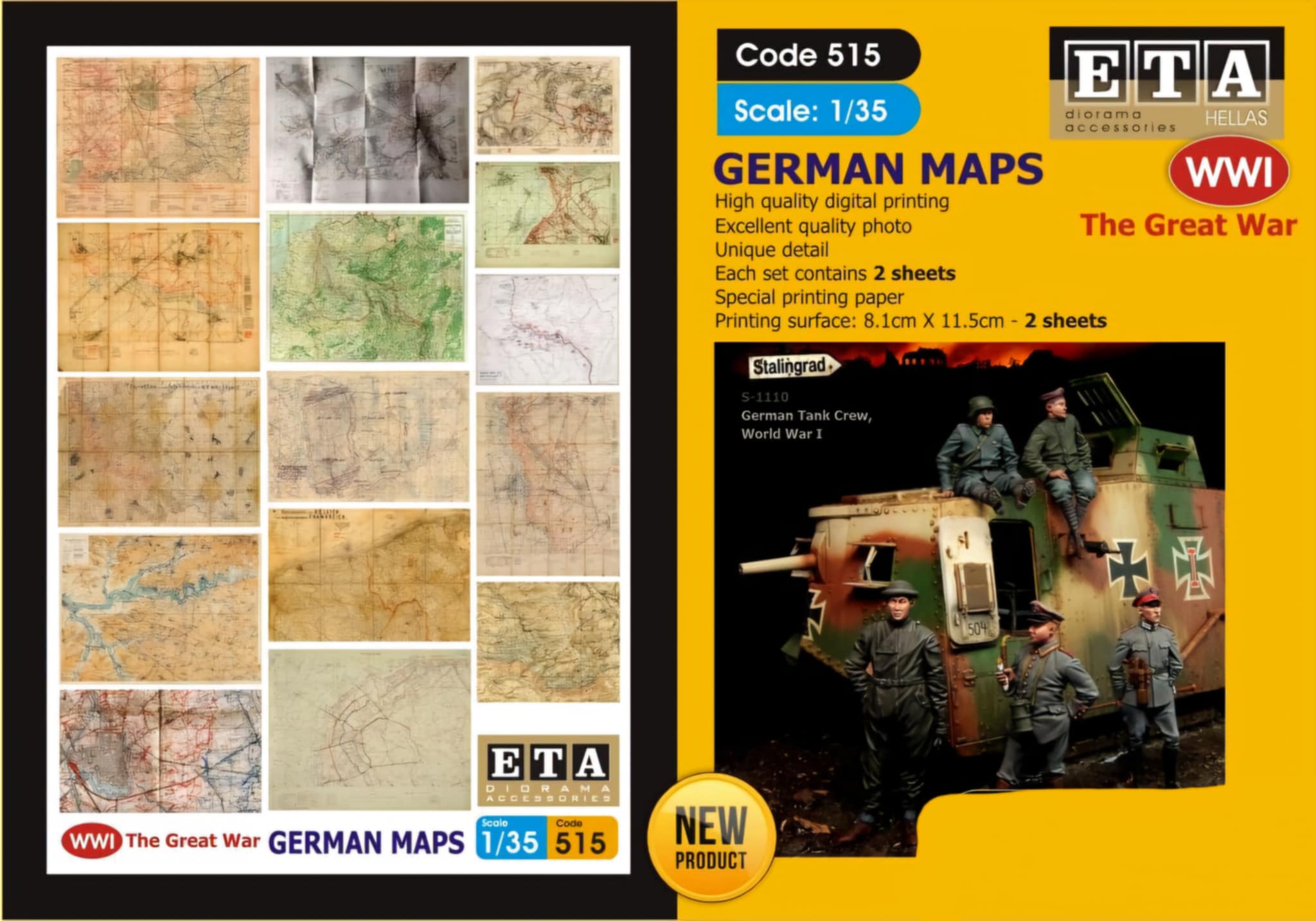 Cartes allemandes 1ère guerre mondiale WWI papier – Diorama 1/35 – ETA n°515
