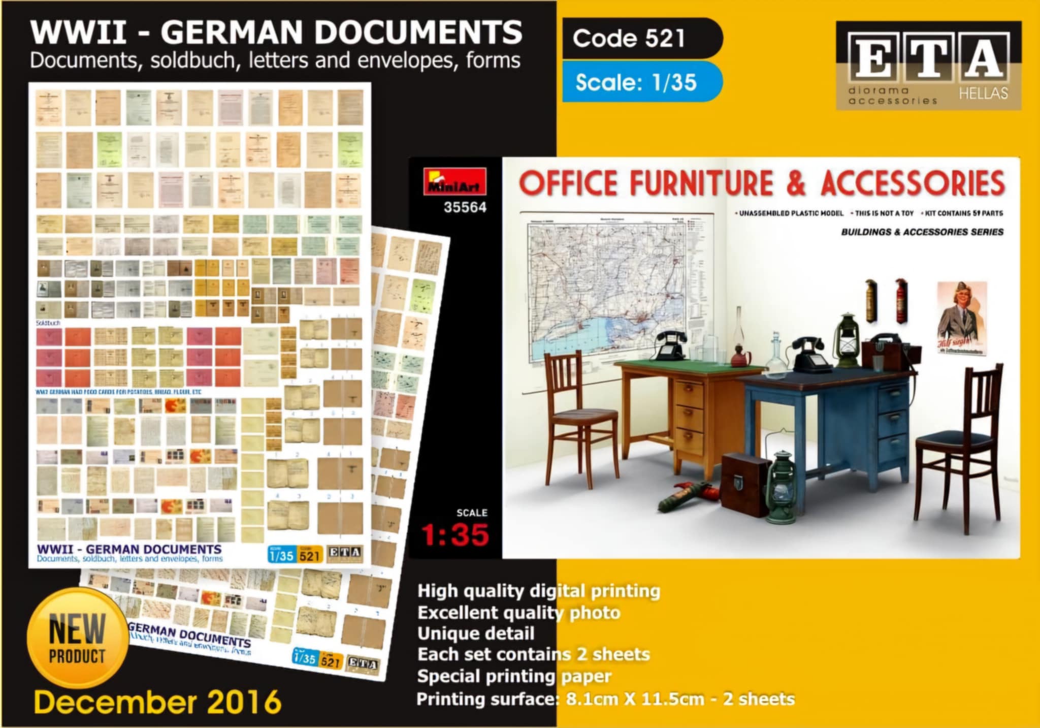 Documents allemands 2ème guerre mondiale WWI papier – Diorama 1/35 – ETA n°521
