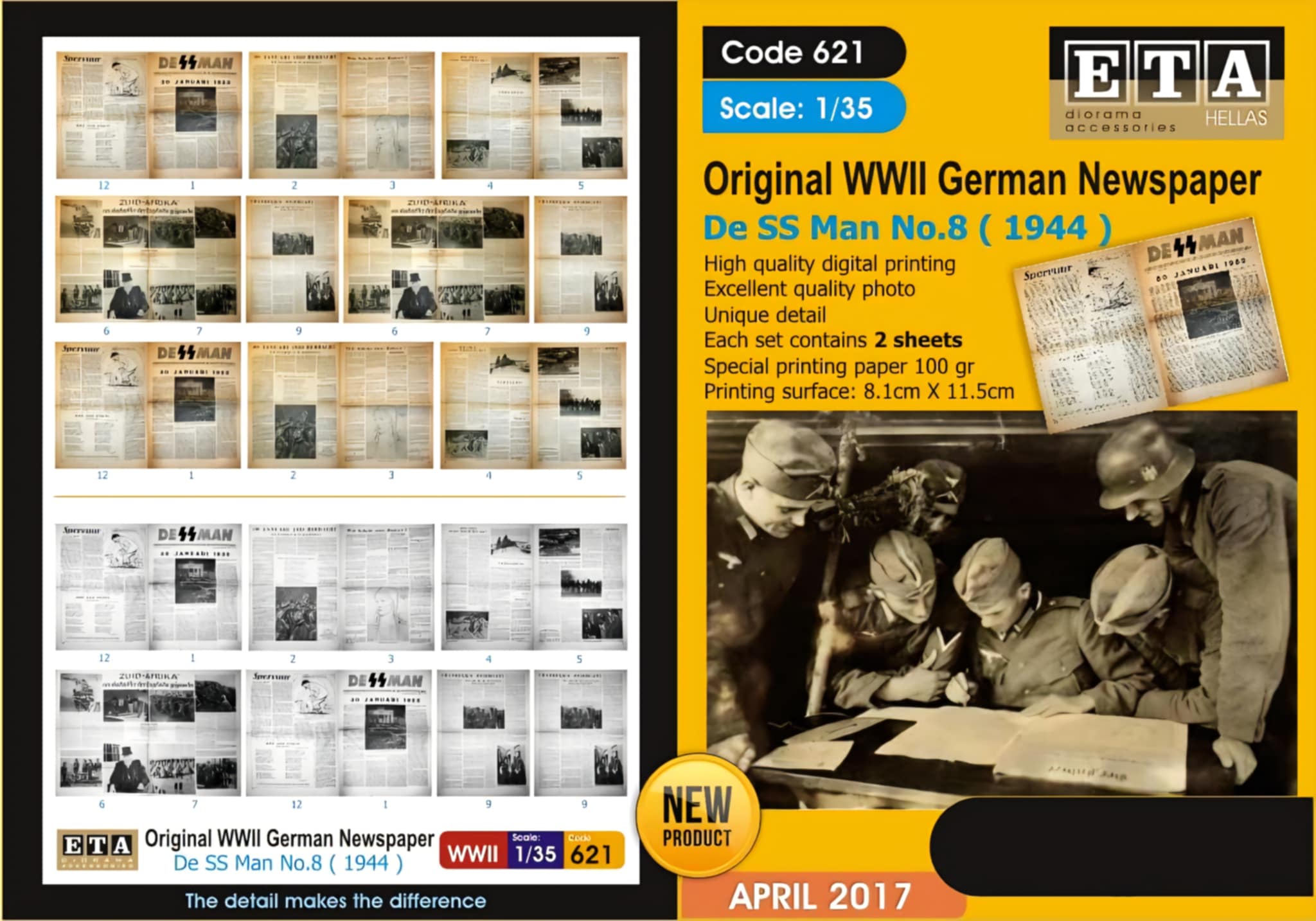 Journal allemand 2ème guerre mondiale WWII papier – Diorama 1/35 – ETA n°621