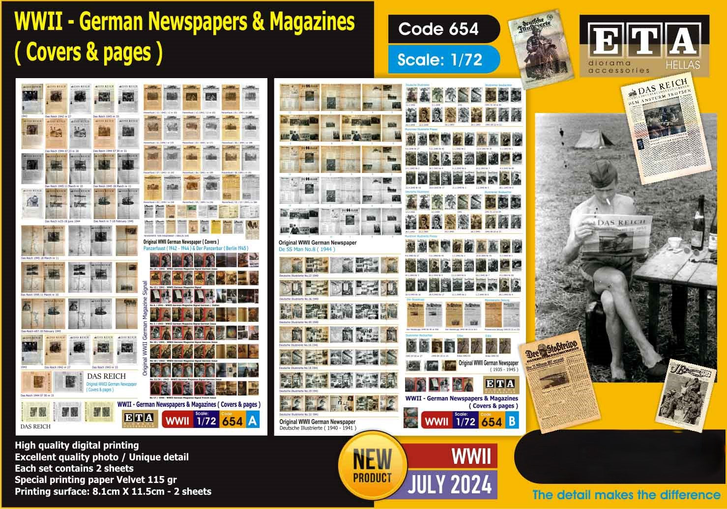 Journal allemand 2ème guerre mondiale WWII papier – Diorama 1/72 – ETA n°654