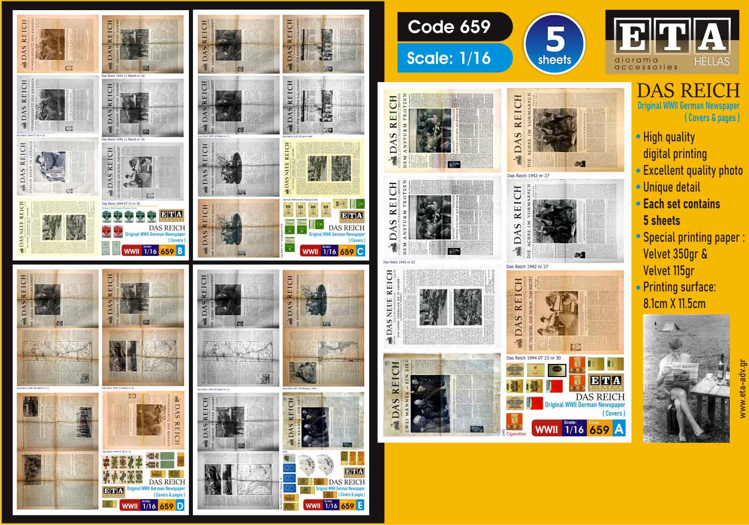 Journaux allemands 2ème guerre mondial WWII papier – Diorama 1/16 – ETA n°659