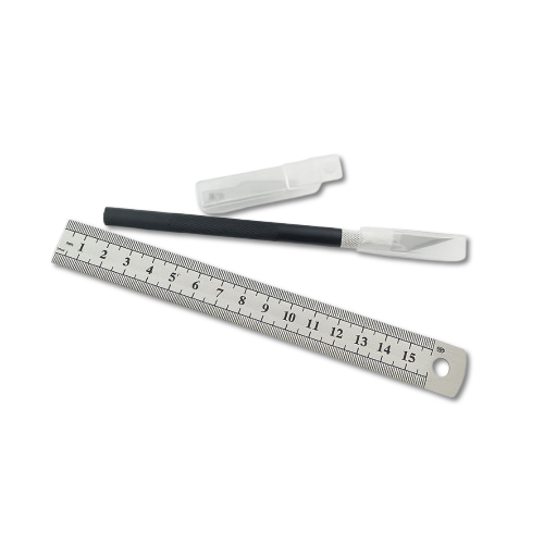 Kit Outils de Précision – Règle 15 cm + Scalpel + Lames – Maquette, Modélisme
