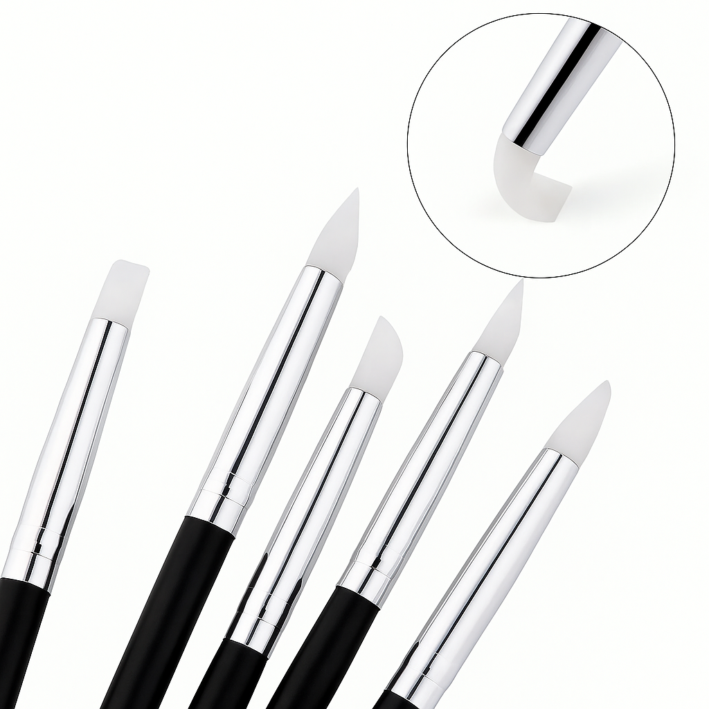 Lot de 5 Pinceaux à Pointe Silicone Très Fins – Peinture, Aquarelle & Modelage