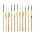 Lot de 11 Pinceaux Ultra-Fins – Manche Marron Clair – Peinture & Modélisme