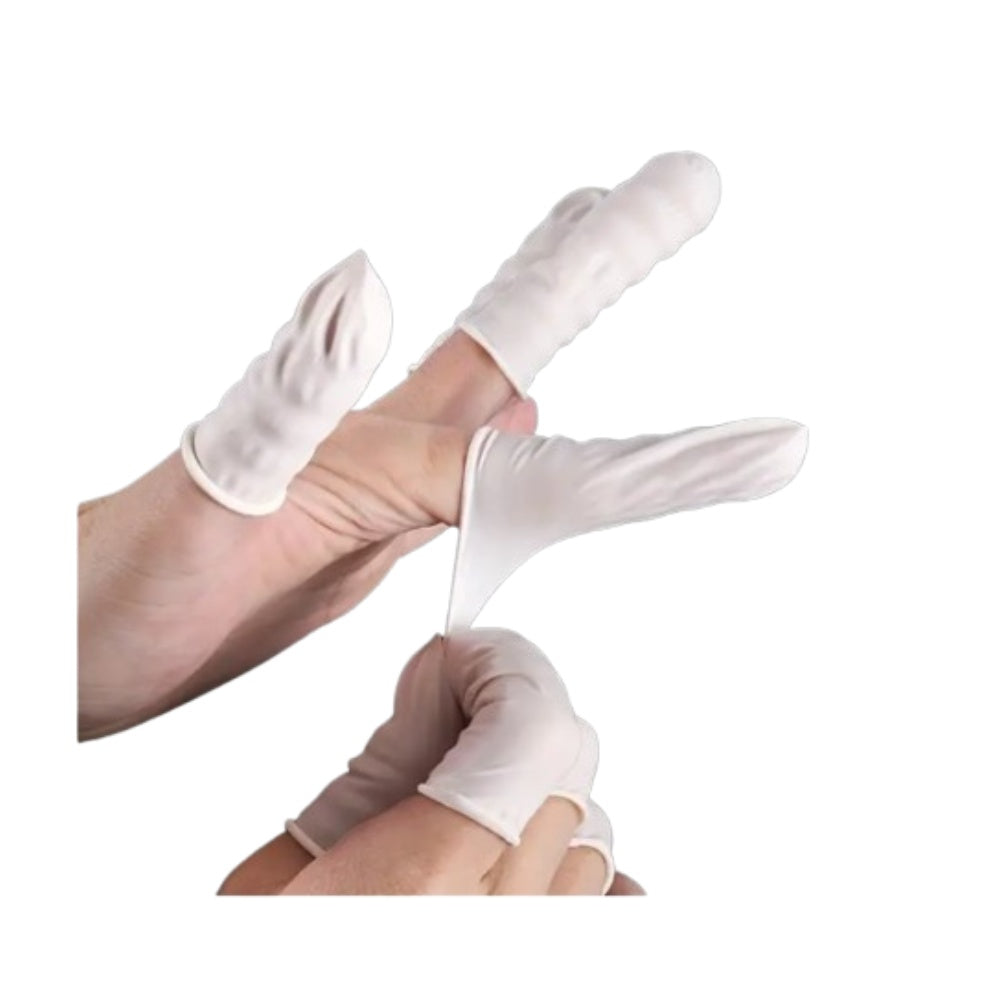 Lot de 30 Protège-Doigts Jetables en Latex Blanc